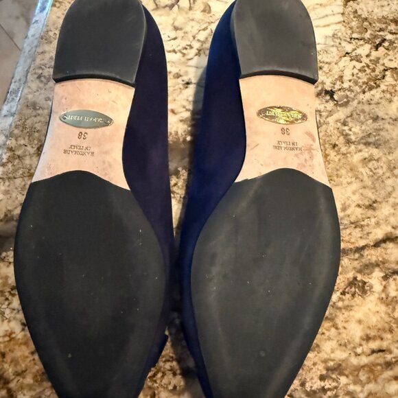 Sarah Flint Navy Suede Natalie Flat, size 38 - Picture 2 of 3